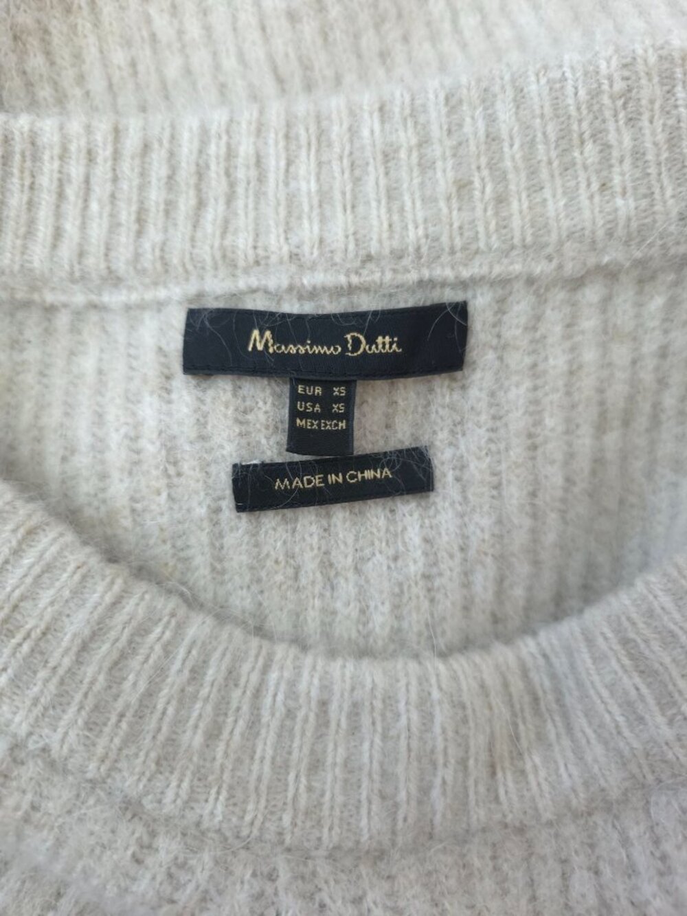 Massimo Dutti Ribbed Beige Wool-Alpaca Blend Sweater Women's XS - Picture 4 of 8